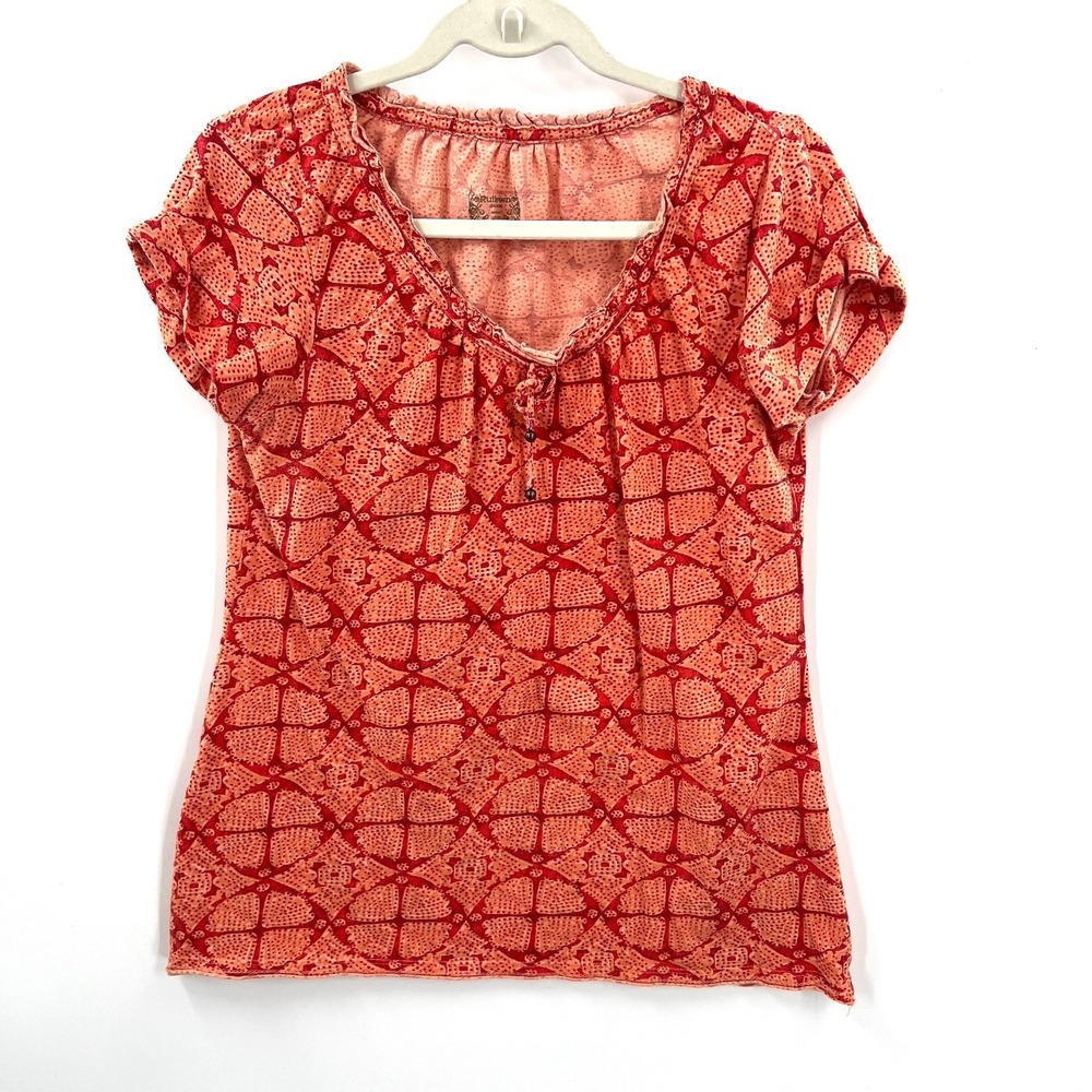 Ruff Hewn well worn orange geometric t-shirt blouse maximalist colorful fun M